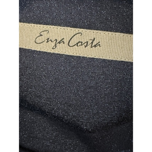 ENZA COSTA Jersey Twist Top Glitter Metallic Navy Blue Womens Size Small - Picture 6 of 6